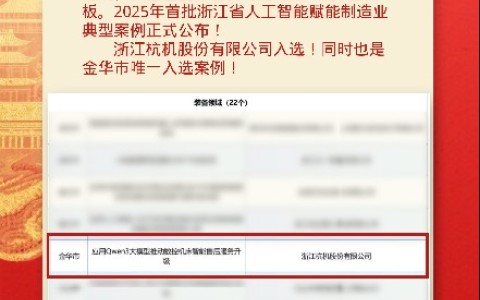 喜報(bào)！杭機(jī)股份入選全省人工智能賦能制造業(yè)典型案例！